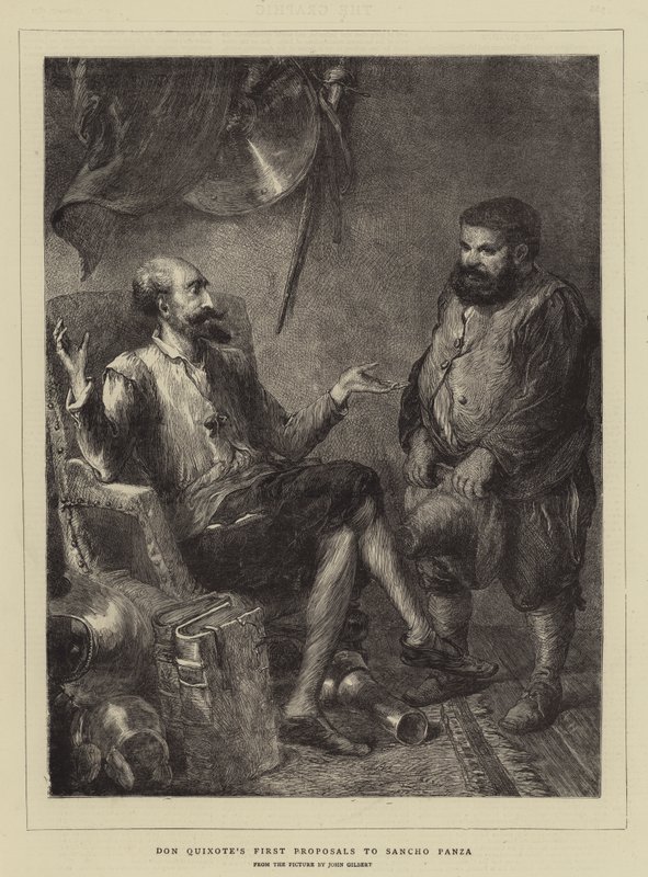 Don Quixotes første forslag til Sancho Panza af John Gilbert