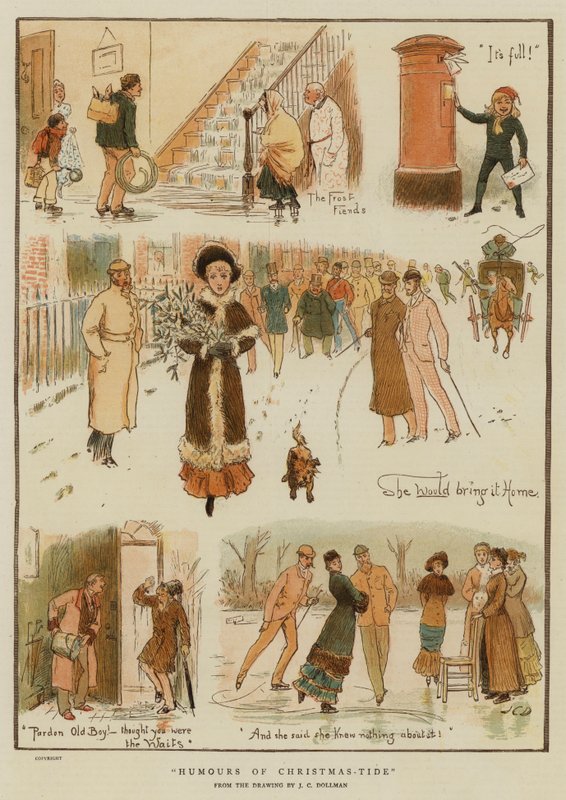 Humor of Christmas-Tide (chromolitho) af John Charles (after) Dollman
