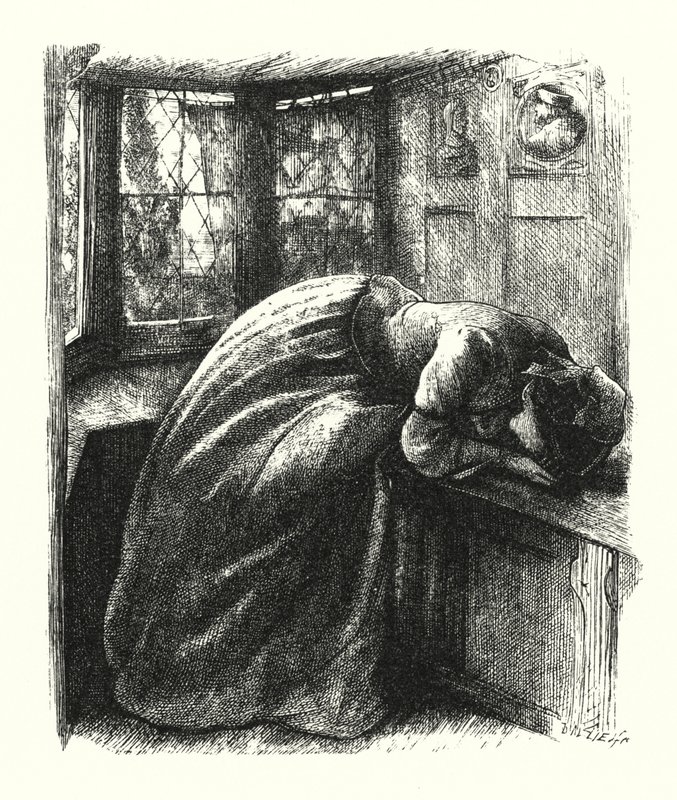 Mariana (gravering) af John Everett (after) Millais