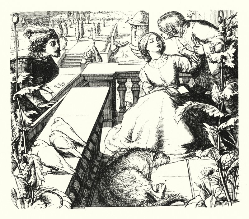 Dagdrømmen (gravering) af John Everett (after) Millais