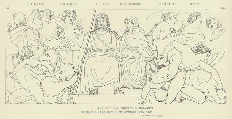 Furies, Cerberus, Pluto, Proserpine, Harpier, Døden af John Flaxman