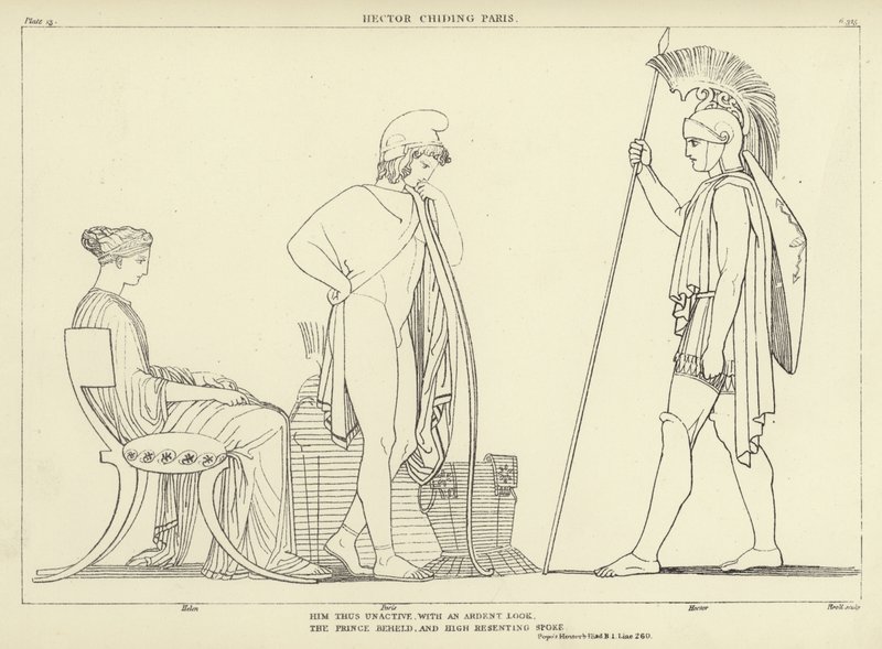 Hektor skælder Paris ud af John Flaxman