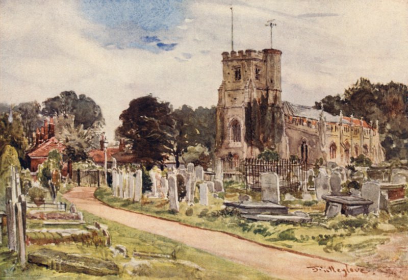 Edmonton Church (farve litho) af John Fulleylove