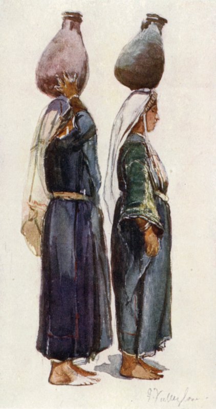 Studier af syriske bondekvinder (farve litho) af John Fulleylove