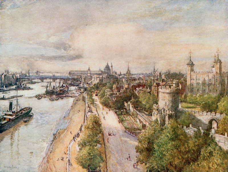 Tårnet, fra Tower Bridge, ser mod vest af John Fulleylove
