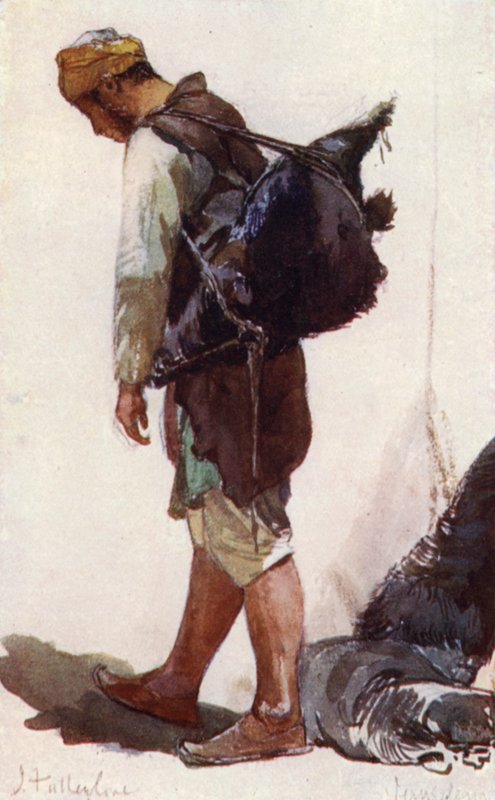 Vandbærer (stående figur) (farve litho) af John Fulleylove
