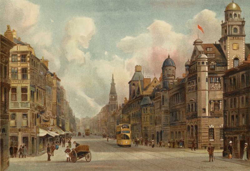 Liverpool: Dale Street, der ser mod øst (farve litho) af John Glynn