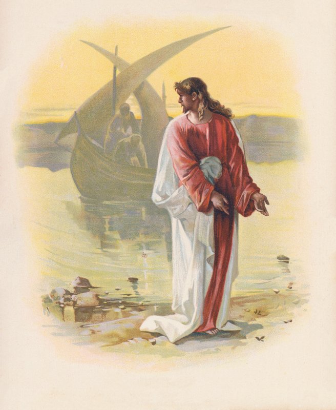 Ved Galilæas Sø (farvelitografi) af John Lawson
