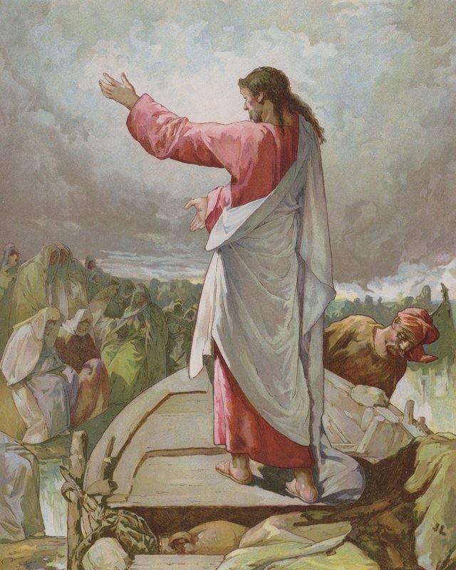 Jesus prædiker fra båden af John Lawson