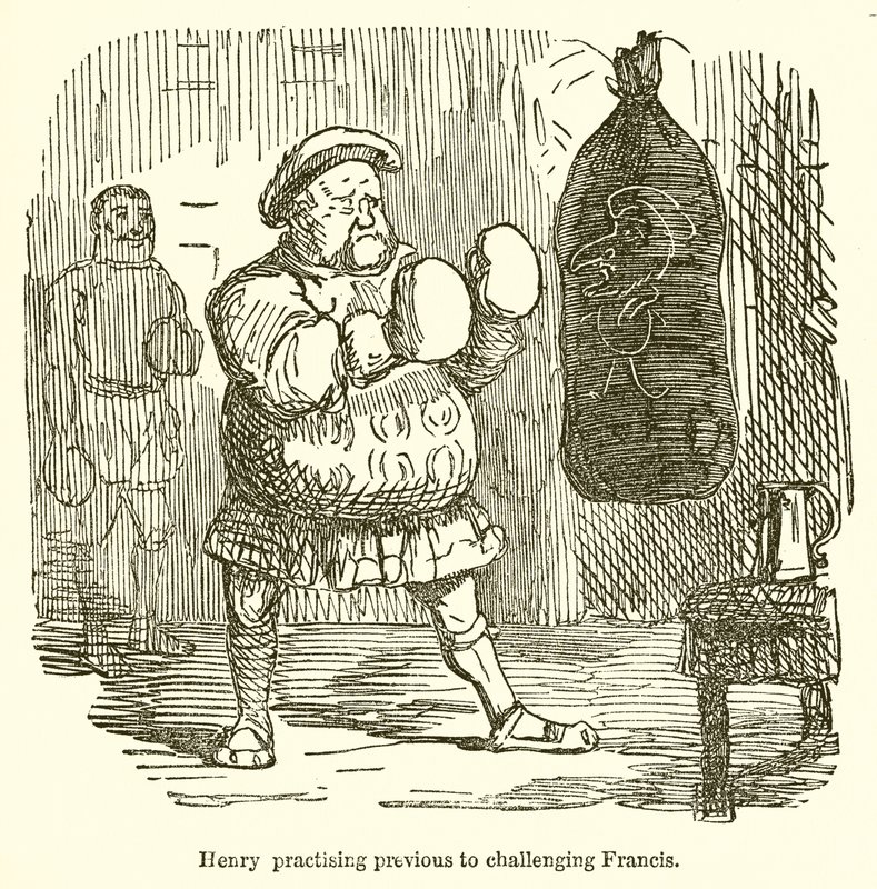 Henry øver sig forud for at udfordre Francis af John Leech