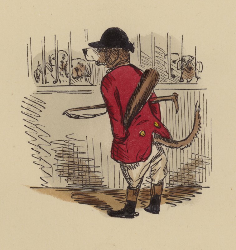Hund klædt ud som jæger af John Leech