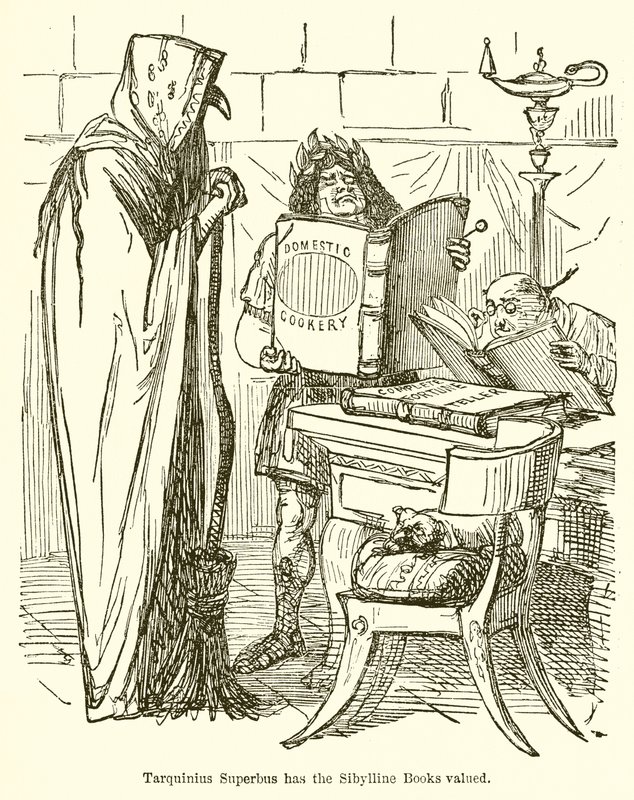 Tarquinius Superbus lader de sibyllinske bøger værdisætte af John Leech