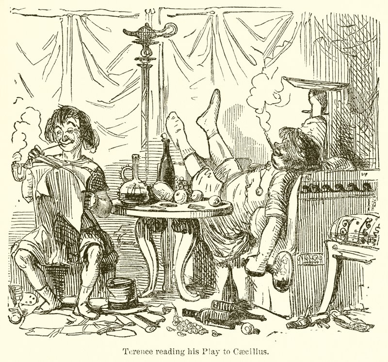 Terence læser sit skuespil for Caecilius af John Leech