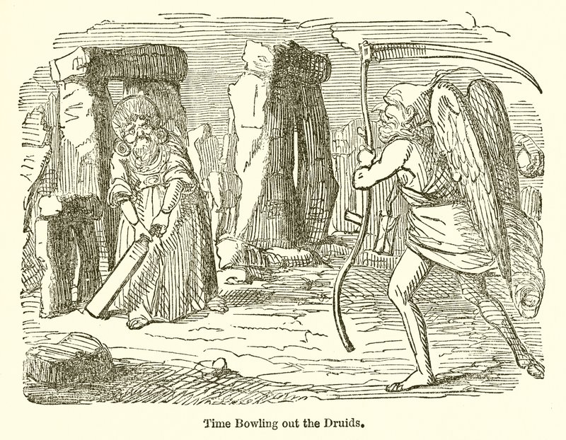 Time Bowling Out the Druids af John Leech