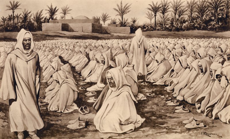 Muhammedanere i bøn (litho) af John Macfarlane