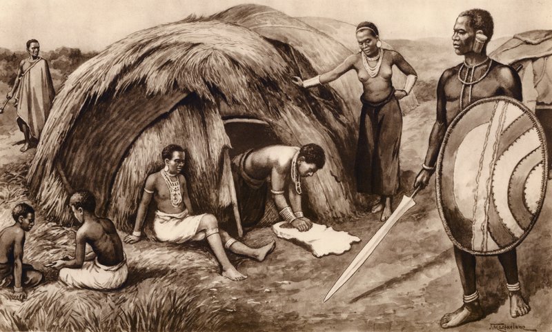 Indfødt familie i Kenya (litografi) af John Macfarlane