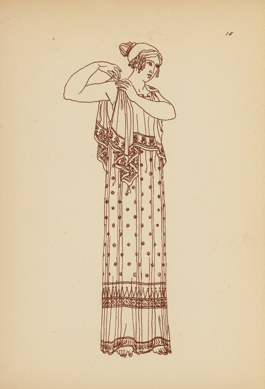 Antikt græsk kvindedragt (litho) af John Moyr Smith