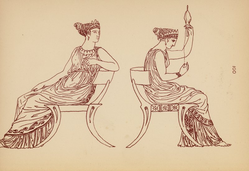 Antikt græsk kvindedragt (litho) af John Moyr Smith