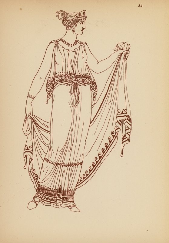 Antik græsk kvindedragt (litografi) af John Moyr Smith