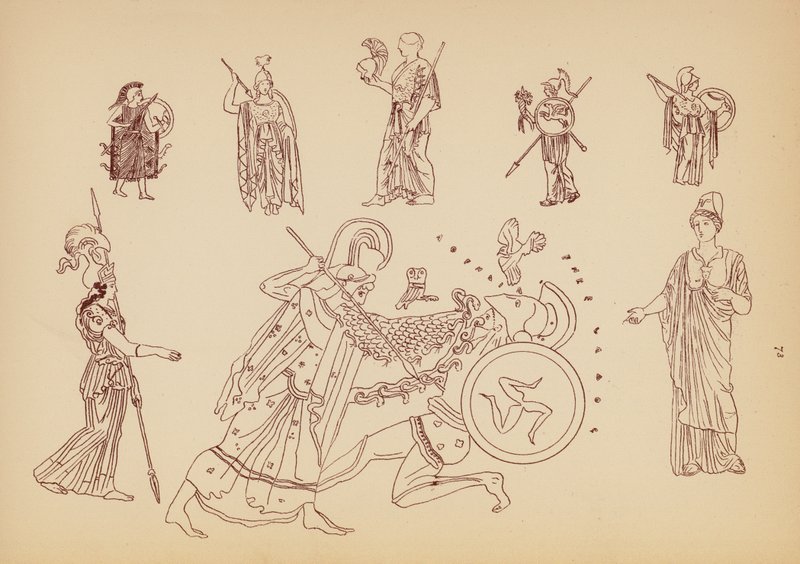 Antik græsk kvindedragt (litografi) af John Moyr Smith