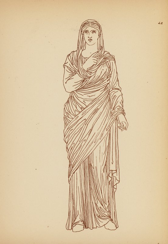 Antik græsk kvindedragt (litografi) af John Moyr Smith