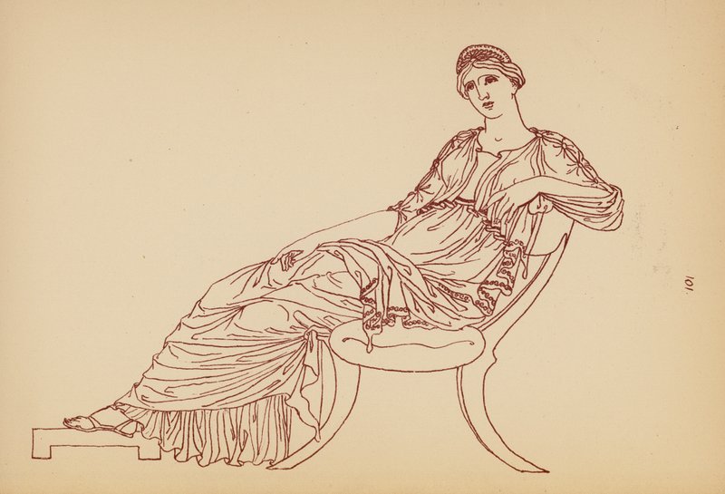 Antik græsk kvindedragt (litografi) af John Moyr Smith