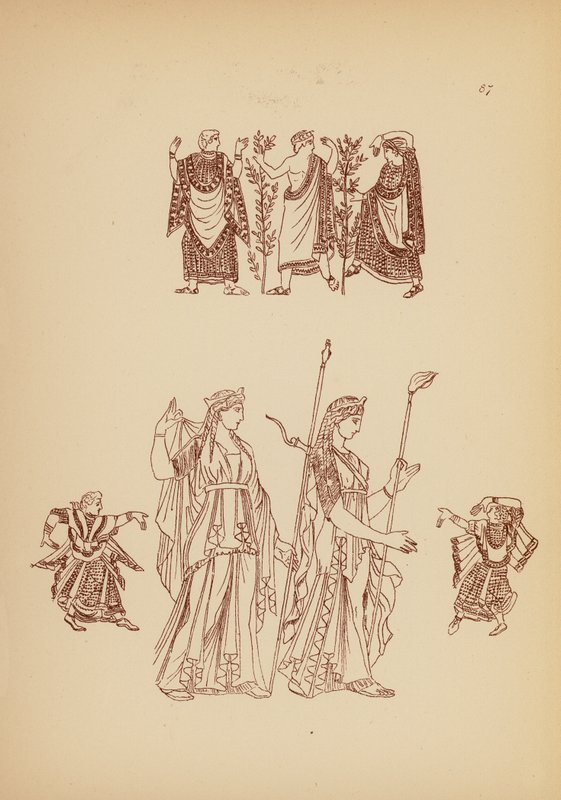 Antik græsk kvindedragt (litografi) af John Moyr Smith