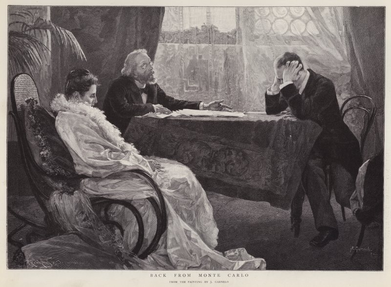 Tilbage fra Monte Carlo (litho) af Jose Garnelo y Alda