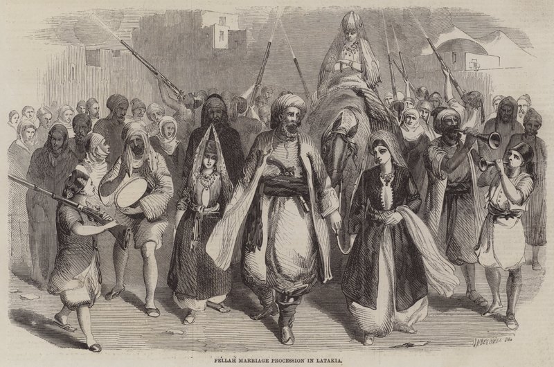 Fellah-ægteskabsoptog i Latakia af Joseph Austin Benwell