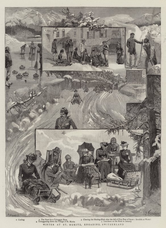 Vinter i St Moritz, Engadine, Schweiz af Joseph Finnemore