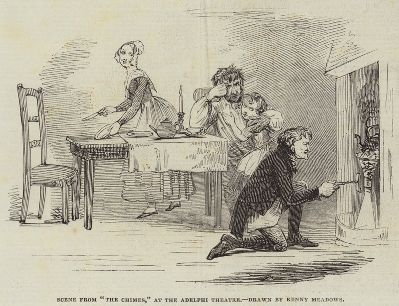 Scene fra The Chimes i Adelphi Theatre af Joseph Kenny Meadows