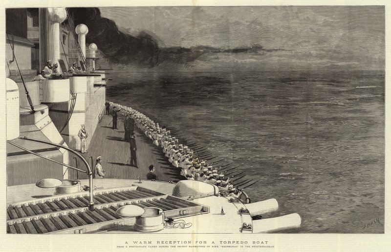 En varm modtagelse for en torpedobåd af Joseph Nash