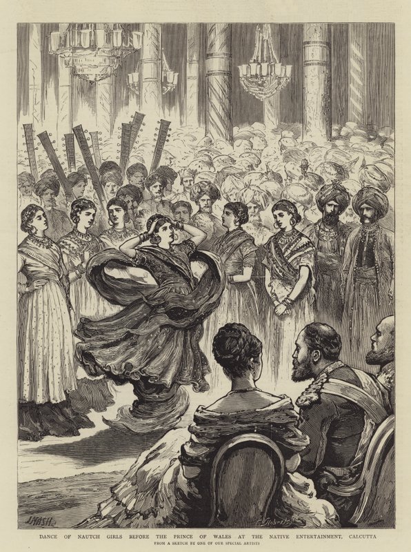 Dance of Nautch Girls foran Prince of Wales på Native Entertainment, Calcutta af Joseph Nash