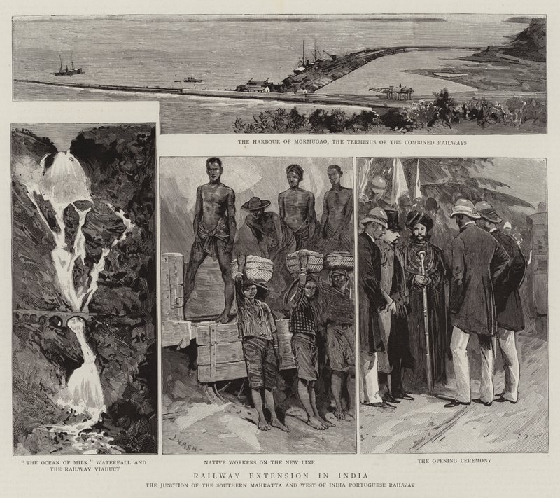 Jernbaneudvidelse i Indien af Joseph Nash