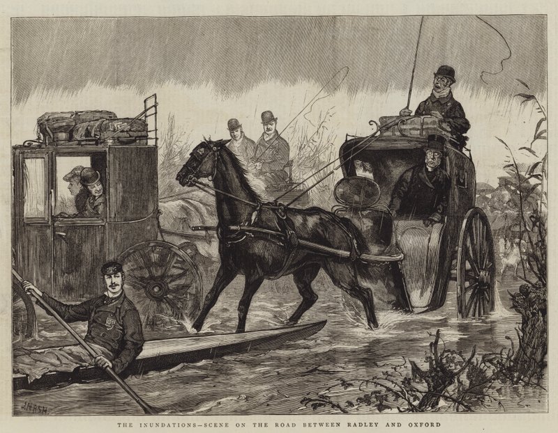 The Inundations, Scene på vejen mellem Radley og Oxford af Joseph Nash