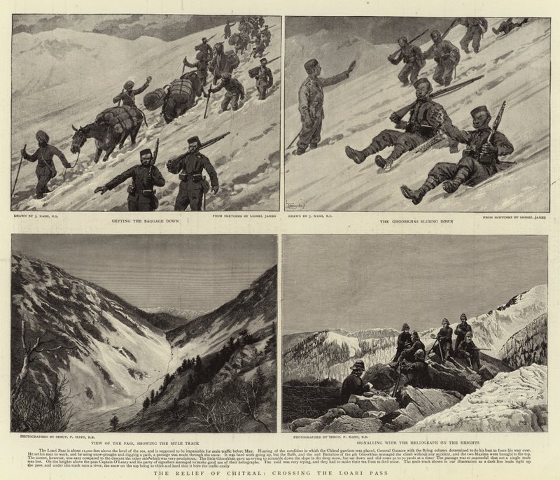 Chitral Relief, der krydser Loari-passet af Joseph Nash