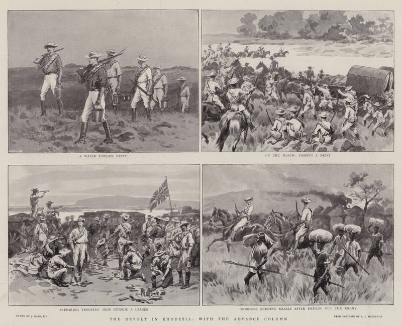 Oprøret i Rhodesia, med Advance Column af Joseph Nash