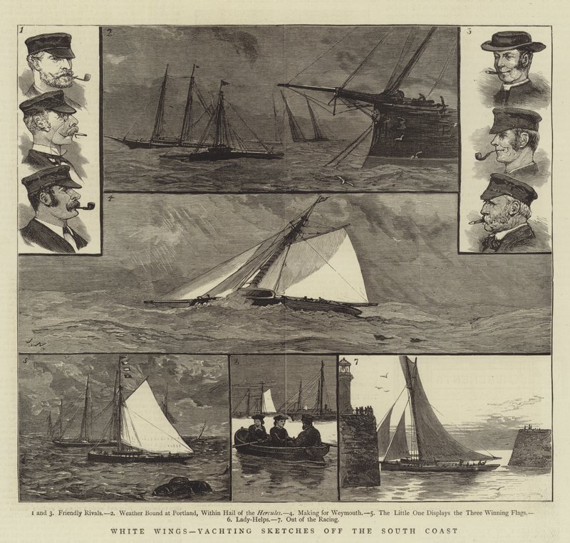 White Wings, Yachting Skitser ud for sydkysten af Joseph Nash