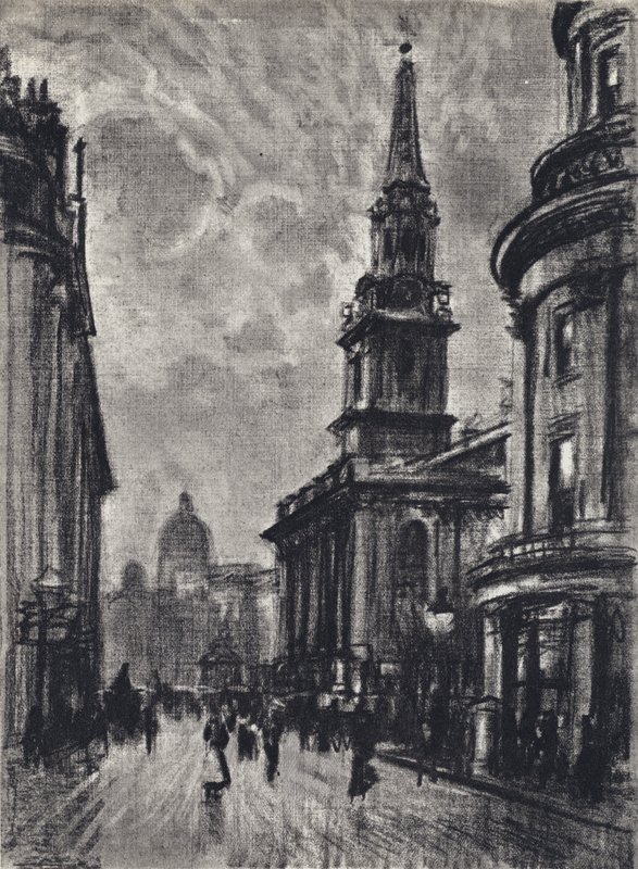 Duncannon Street, fra Charing Cross (litho) af Joseph (after) Pennell