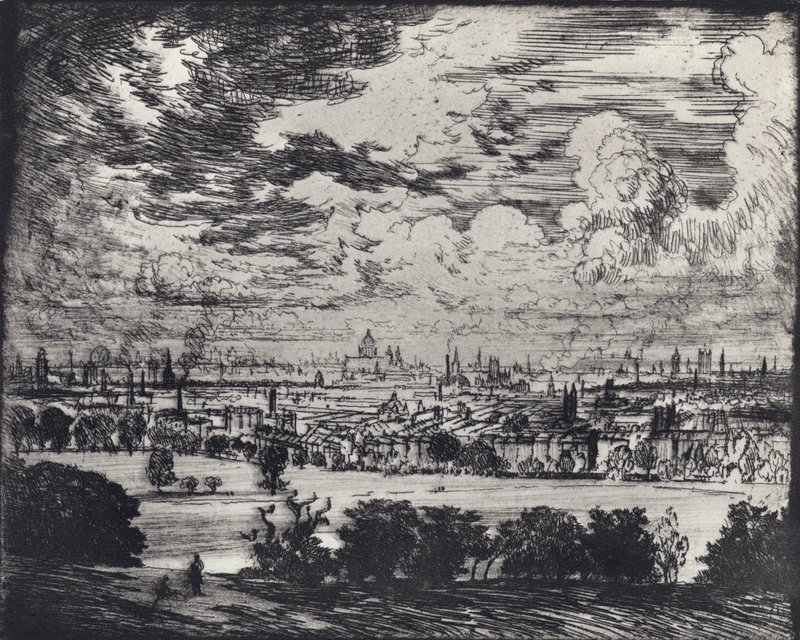London, over Hampstead (litho) af Joseph (after) Pennell