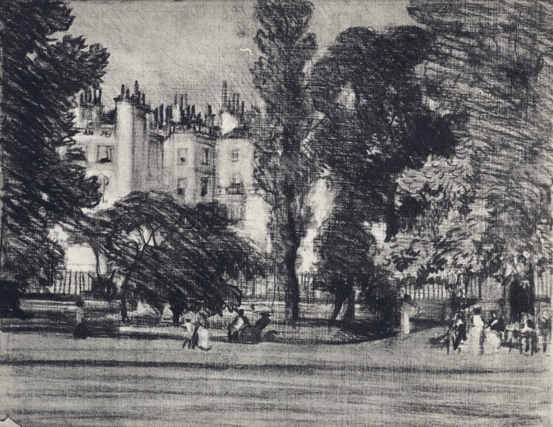 Park Lane, fra parken (litho) af Joseph (after) Pennell