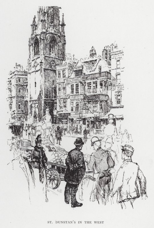 St Dunstans i Vesten (litho) af Joseph (after) Pennell