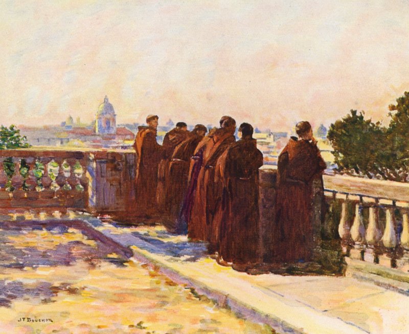 Rom: Ved Pincio (farvelitografi) af Joseph Felix Bouchor