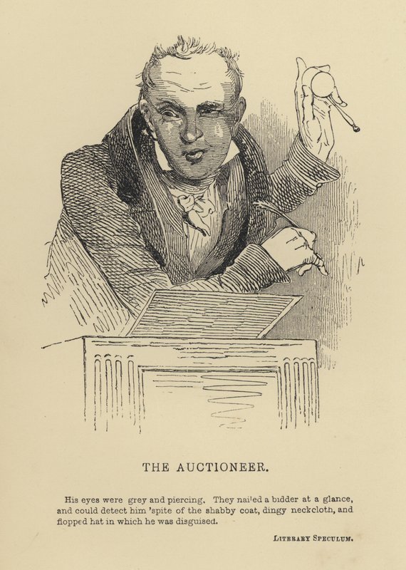 Kenny Meadows: The Auctioneer (gravering) af Joseph Kenny (after) Meadows