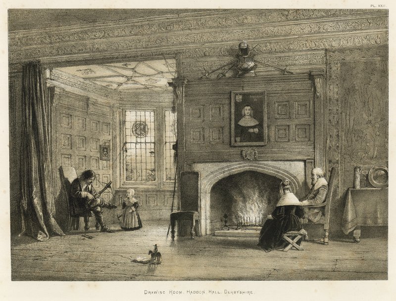 Tegnestue, Haddon Hall, Derbyshire af Joseph Nash