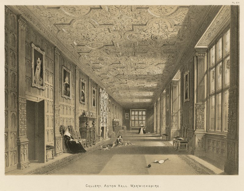 Gallery, Aston Hall, Warwickshire af Joseph Nash