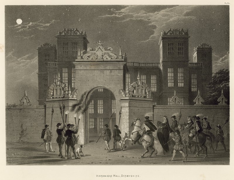 Hardwicke Hall, Derbyshire af Joseph Nash