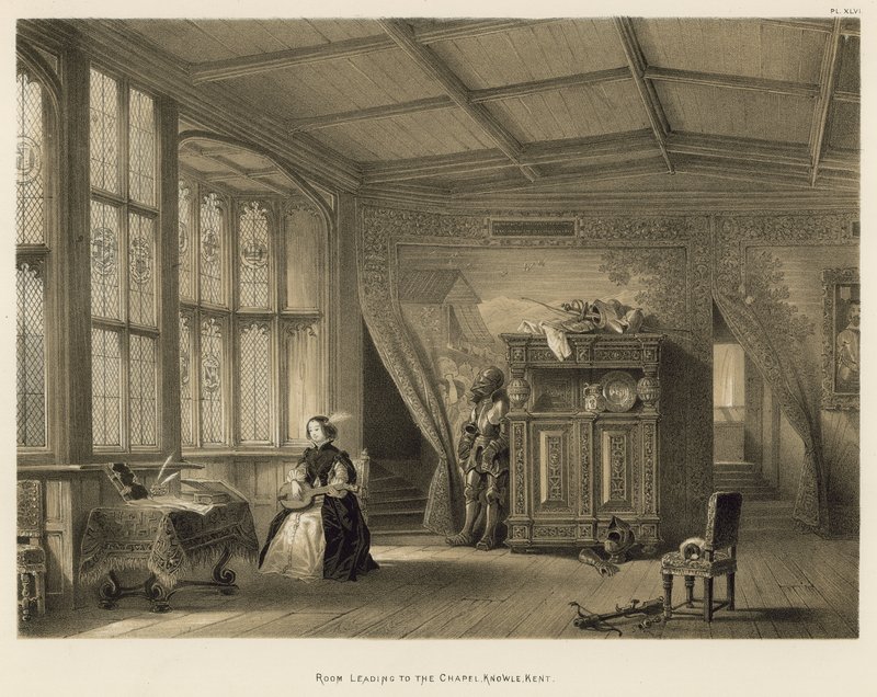 Værelse, der fører til kapellet, Knowle, Kent af Joseph Nash