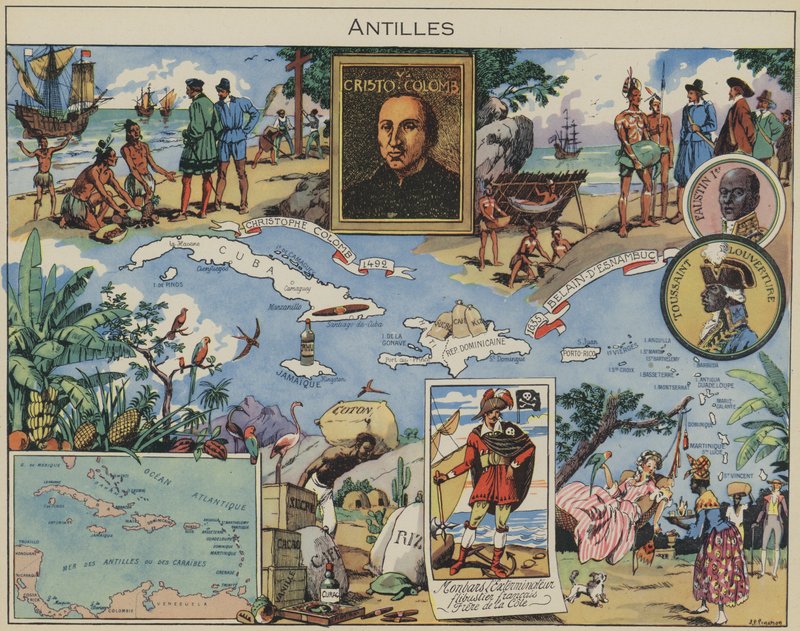 Antillerne (farvelitografi) af Joseph Porphyre Pinchon