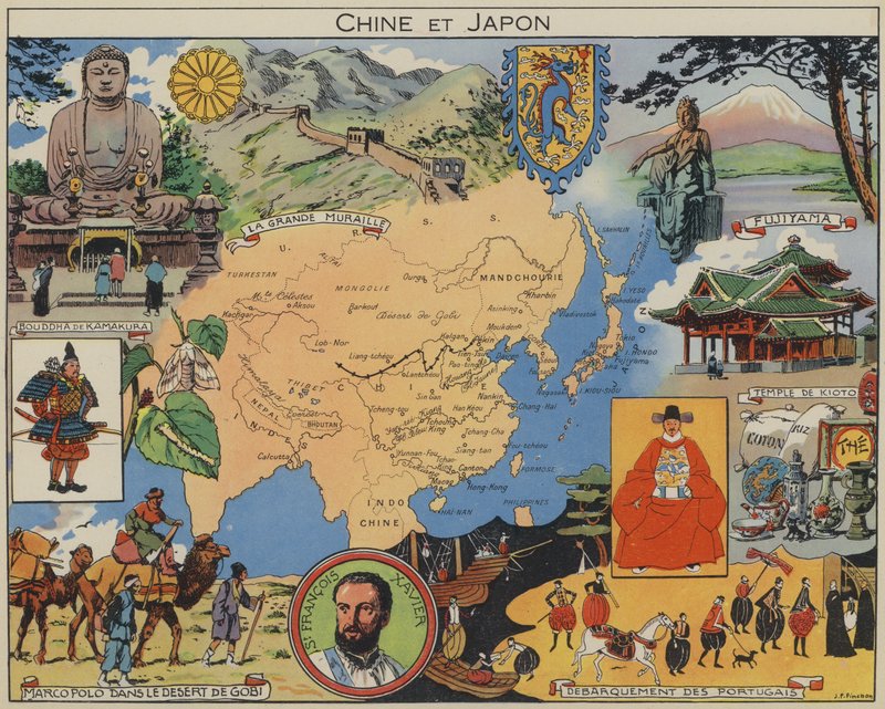 Kina og Japan (farvelitografi) af Joseph Porphyre Pinchon